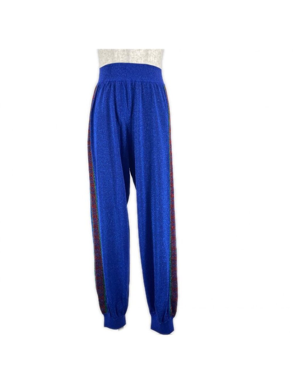 Gucci Interlocking G Web Line Glitter Sweatpants Blue Pants XS